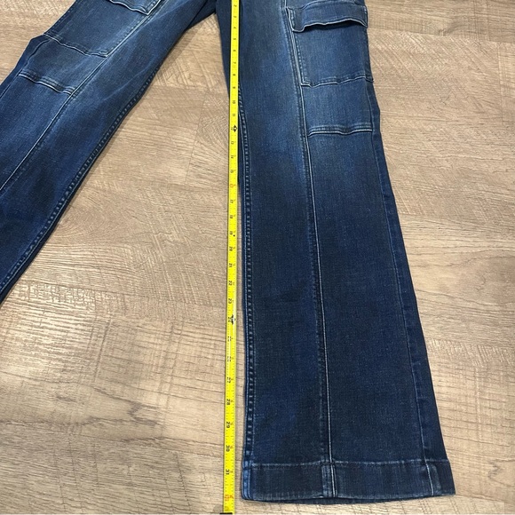 White House Black Market Dark Blue Flare Jean Size 4. Extra High-Rise. - Picture 4 of 4